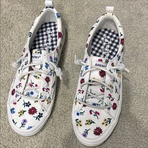 Sperry White Floral Sneakers